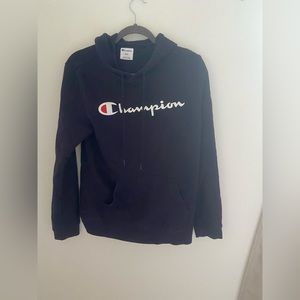 Navy blue champion hoodie - good condition.